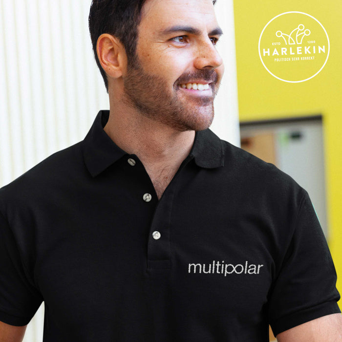 MULTIPOLAR ORGANIC POLOSHIRT BUBEN / EDLER STICK • LOGO - DUNKEL