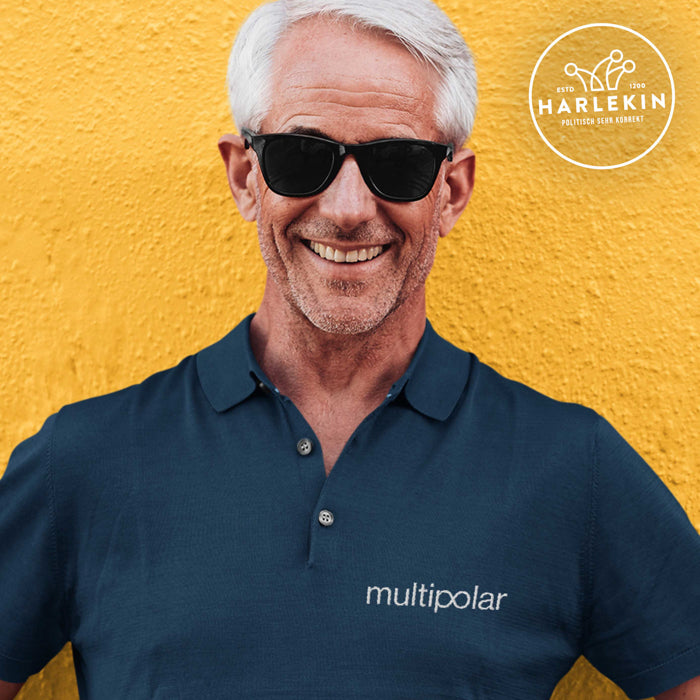 MULTIPOLAR ORGANIC POLOSHIRT BUBEN / EDLER STICK • LOGO - DUNKEL