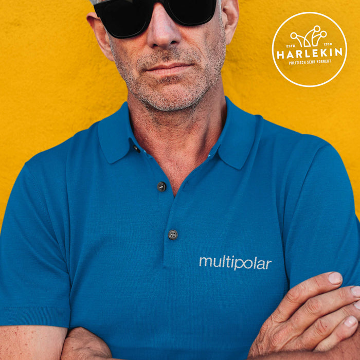 MULTIPOLAR ORGANIC POLOSHIRT BUBEN / EDLER STICK • LOGO - DUNKEL