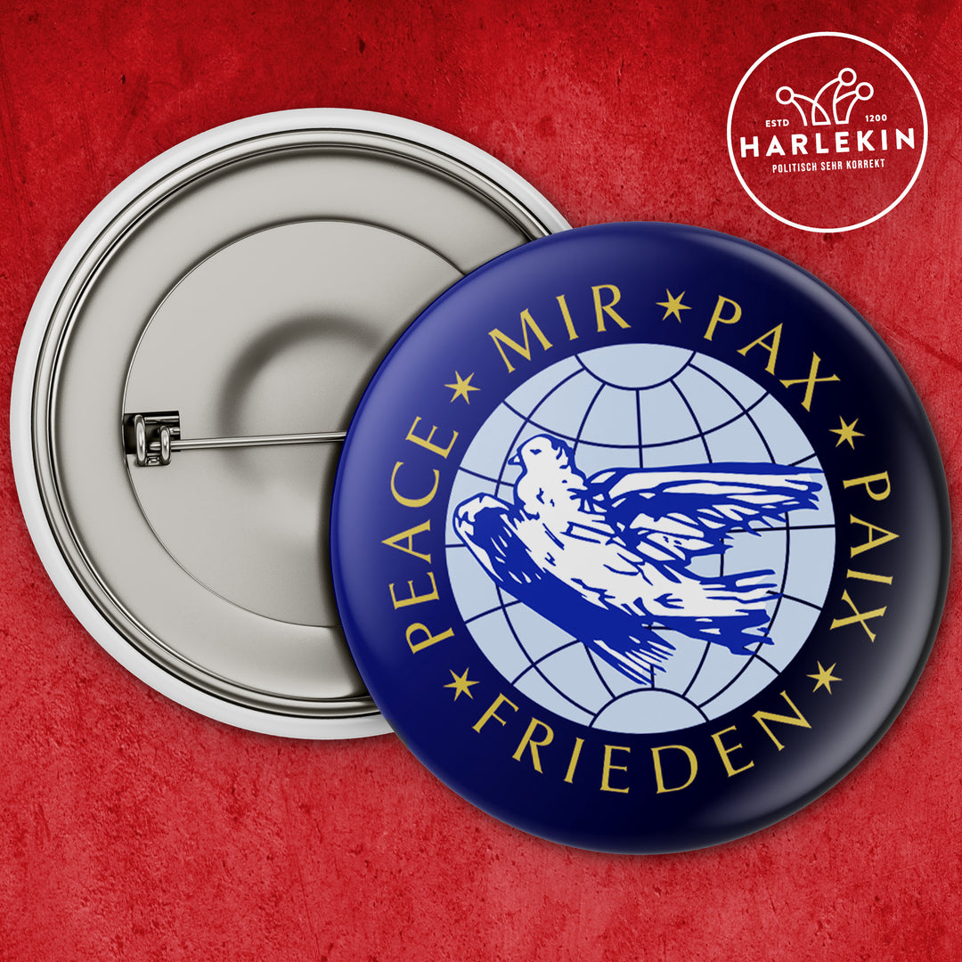 GROSSER BUTTON • PEACE, MIR, PAX, PAIX, FRIEDEN - DDR-ERSTTAGSBRIEF (5 STK.)