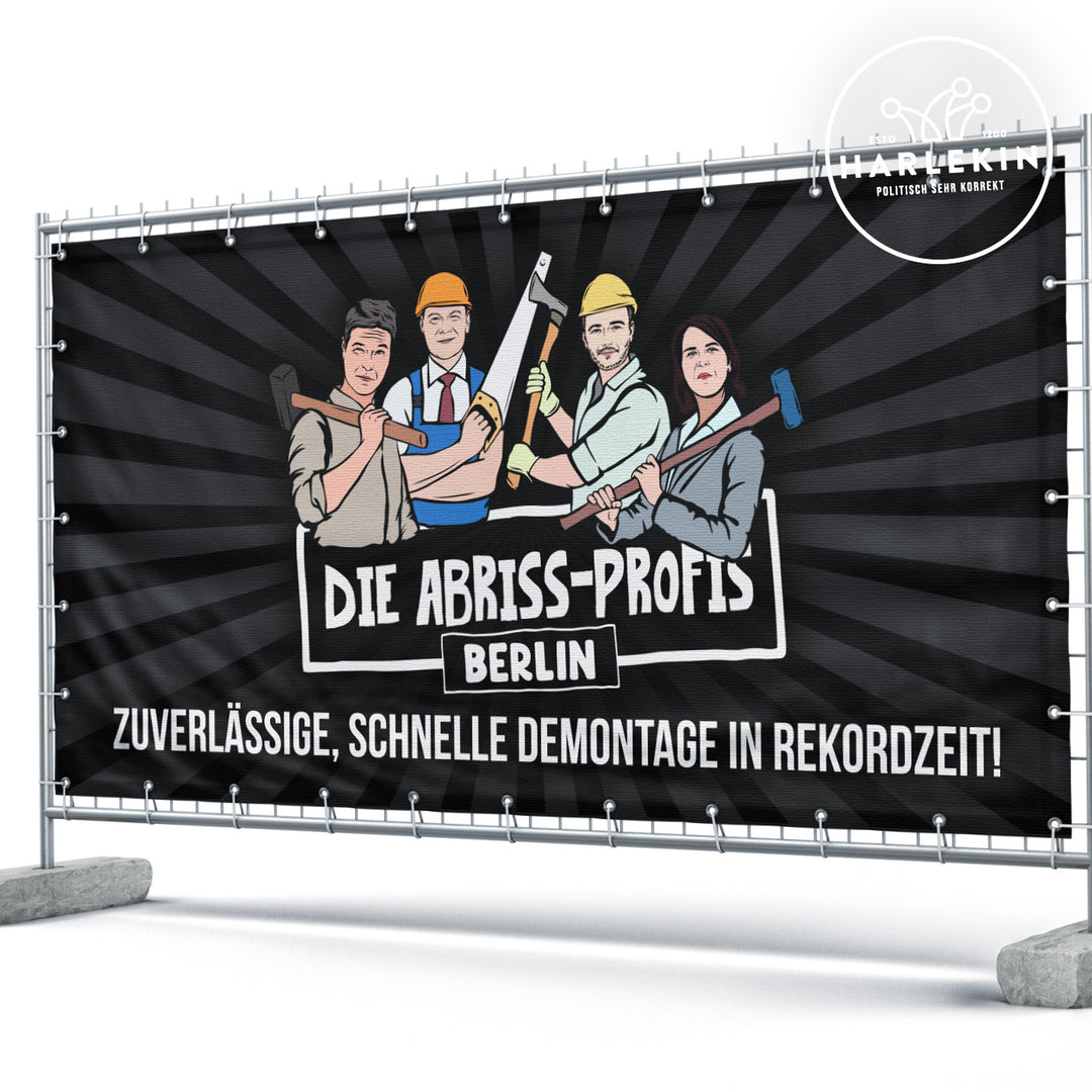 BAUZAUNBANNER 3,4 m x 1,7 m • DIE ABRISS-PROFIS BERLIN