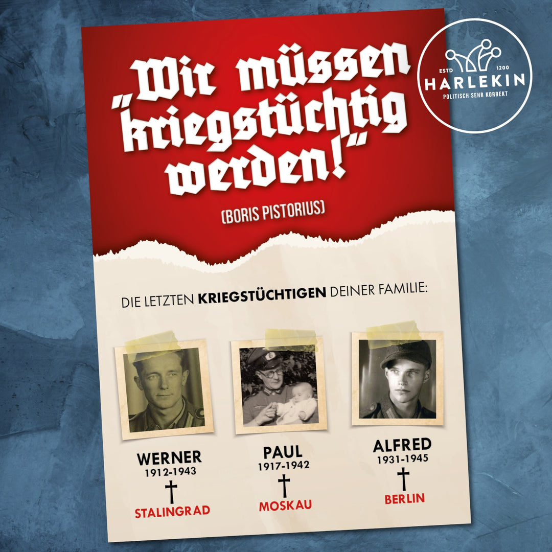 STICKER / AUFKLEBER • WIR MÜSSEN KRIEGSTÜCHTIG WERDEN! (10 STK.)