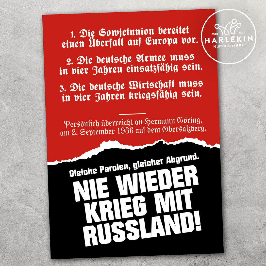 STICKER / AUFKLEBER • GLEICHE PAROLEN, GLEICHER ABGRUND. NIE WIEDER KRIEG MIT RUSSLAND! (10 STK.)