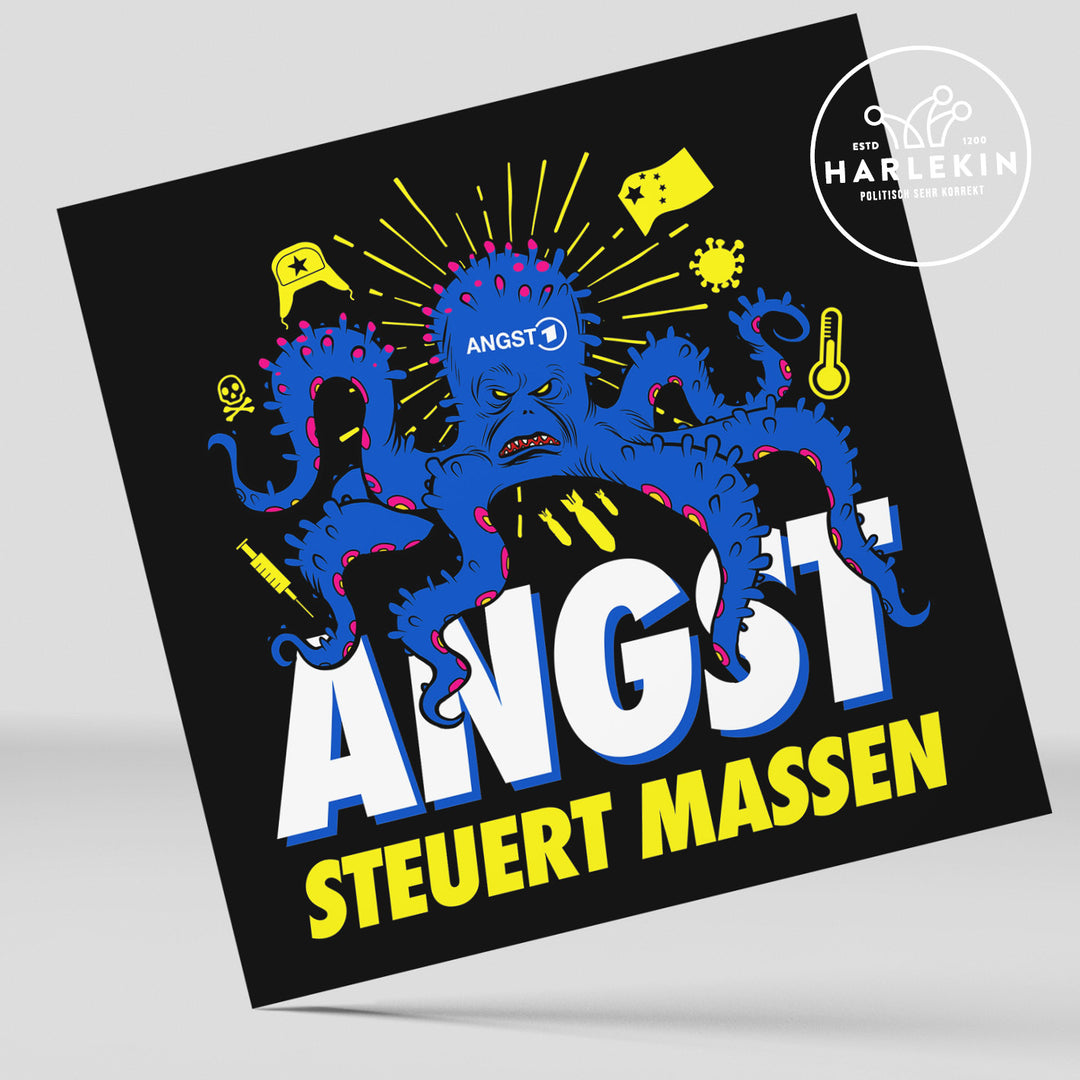 GROSSE STICKER / AUFKLEBER • ANGST STEUERT MASSEN - ÖRR KRAKE (10 STK.)