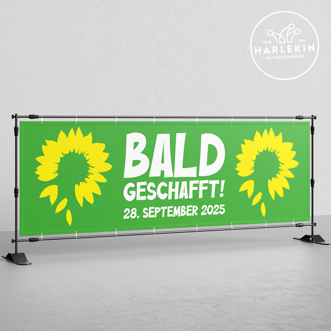 BANNER / PVC-PLANE extralang 3m x 1m • DIE GRÜNEN: BALD GESCHAFFT!