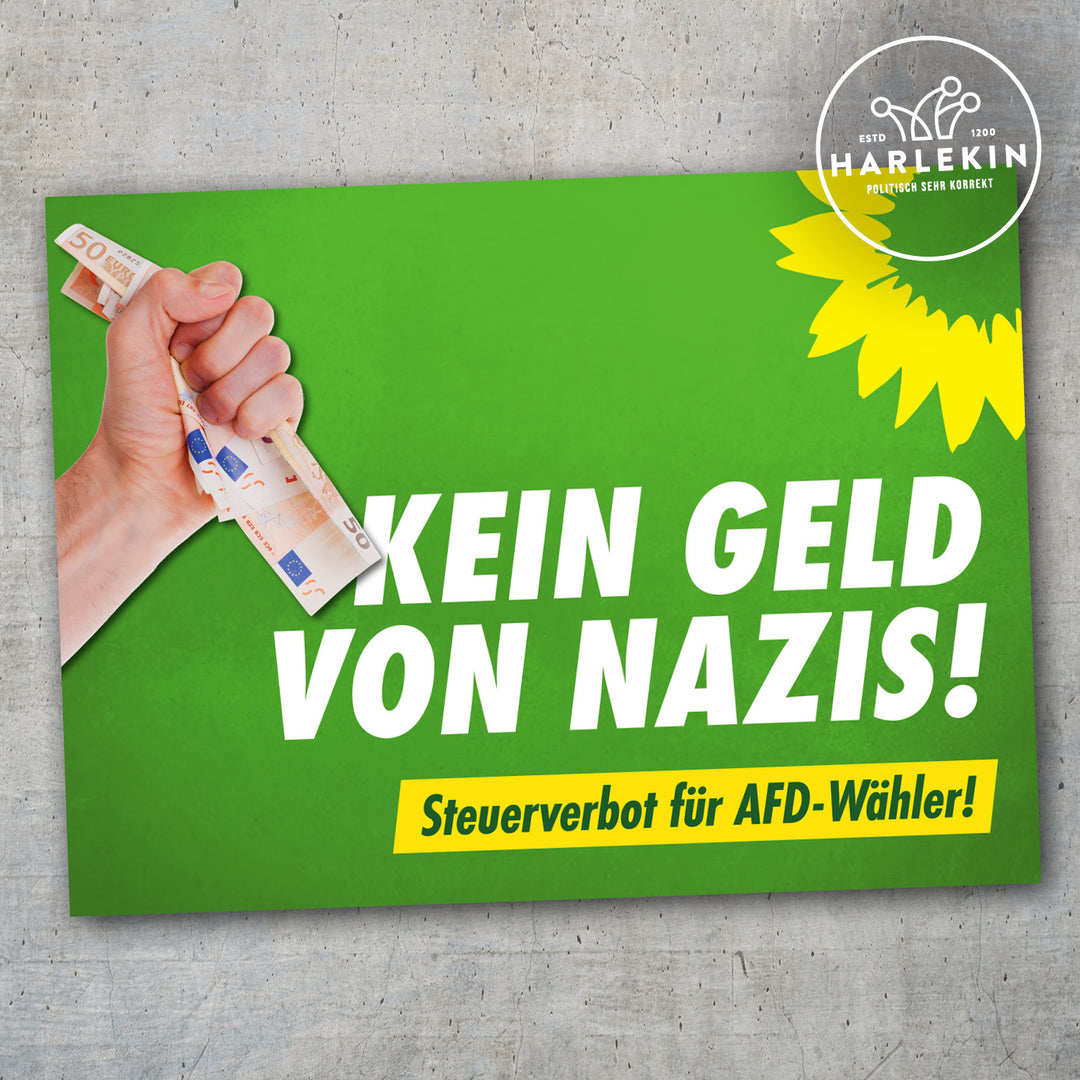 STICKER / AUFKLEBER • KEIN GELD VON NAZIS! STEUERVERBOT FÜR AFD-WÄHLER! (10 STK.)