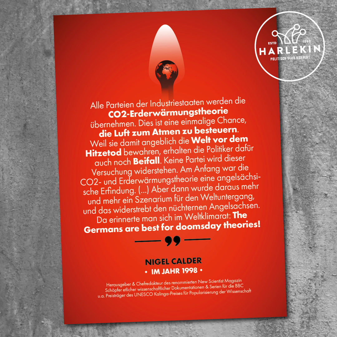 GROSSE STICKER / AUFKLEBER • NIGEL CALDER: CO2 & ERDERWÄRMUNG (10 STK.)