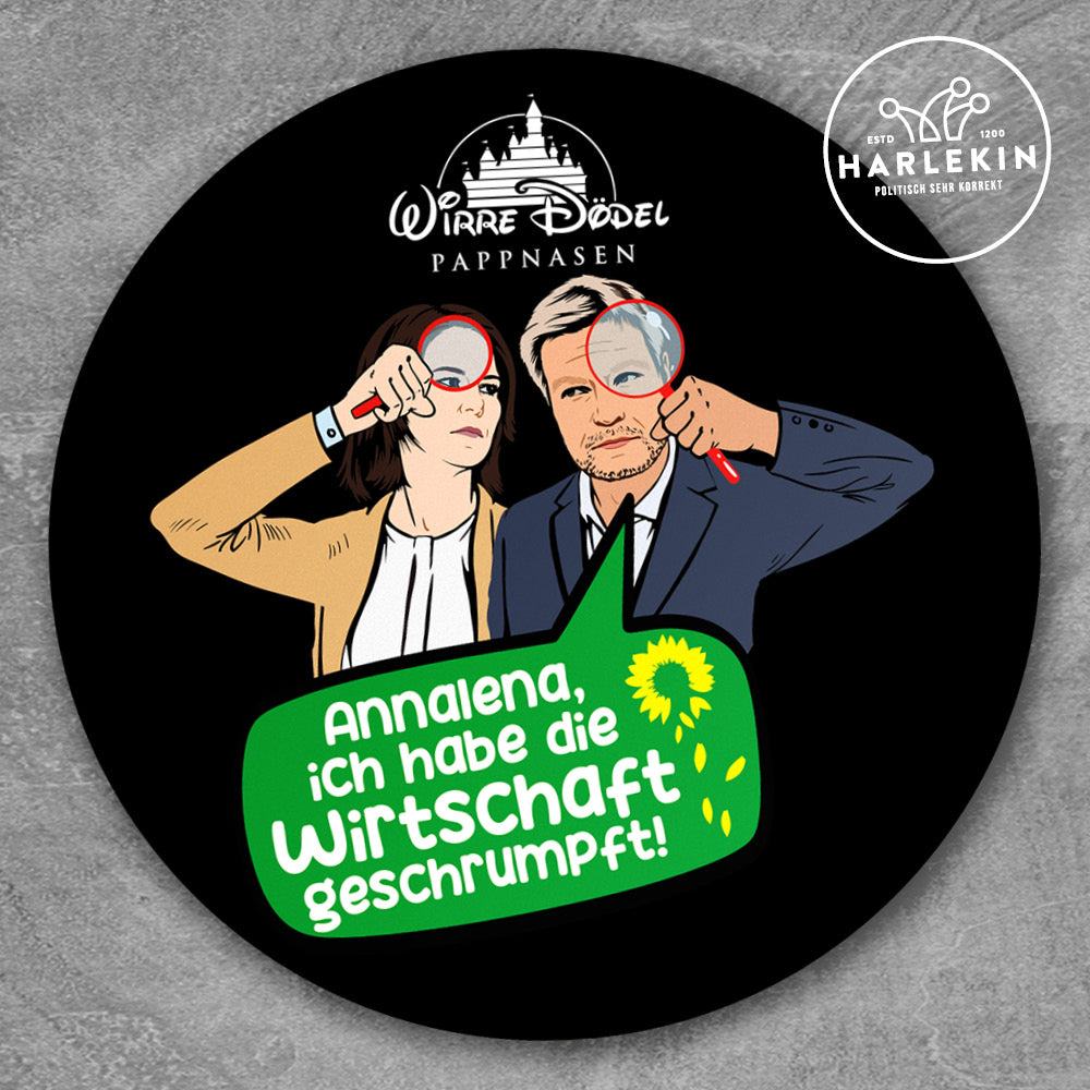 GROSSE STICKER / AUFKLEBER • ANNALENA, ICH HABE DIE WIRTSCHAFT GESCHRUMPFT! (10 STK.)