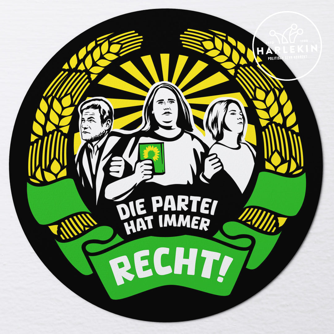 GROSSE STICKER / AUFKLEBER • DIE (GRÜNE) PARTEI HAT IMMER RECHT! (10 STK.)