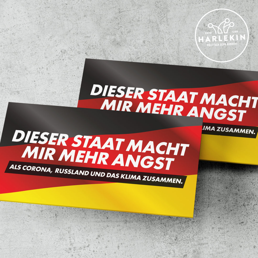 GROSSE STICKER / AUFKLEBER • DIESER STAAT MACHT MIR MEHR ANGST (10 STK.)