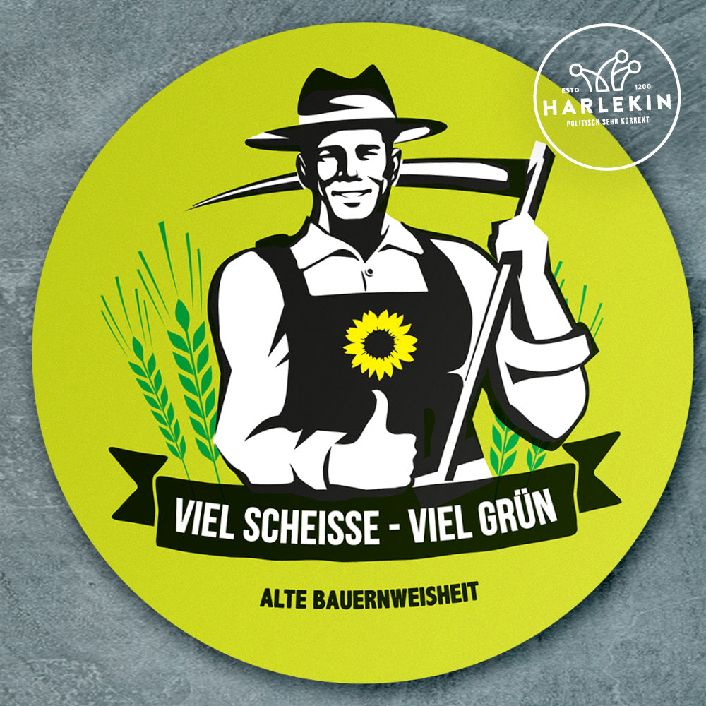 GROSSE STICKER / AUFKLEBER • VIEL SCHEISSE - VIEL GRÜN (BAUERNWEISHEIT) (10 STK.)