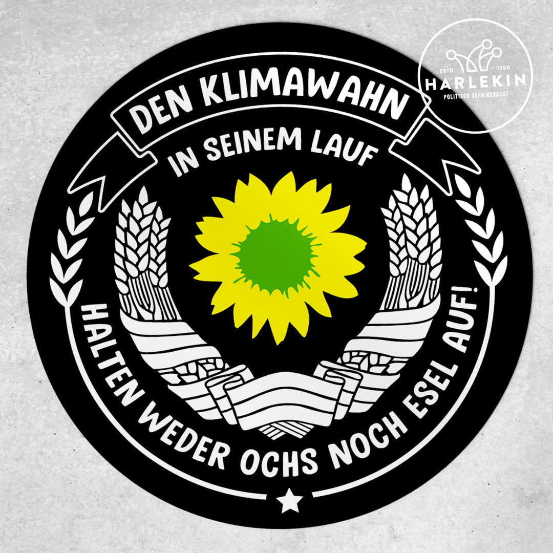 GROSSE STICKER / AUFKLEBER • DEN KLIMAWAHN IN SEINEM LAUF (10 STK.)
