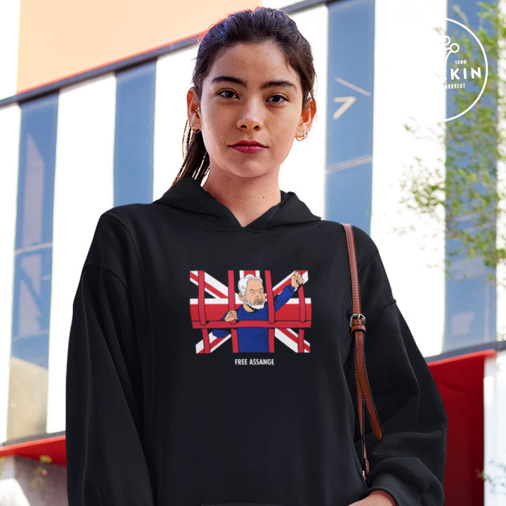 HOODIEKLEID MÄDELS • FREE ASSANGE / JAIL-HARLEKINSHOP