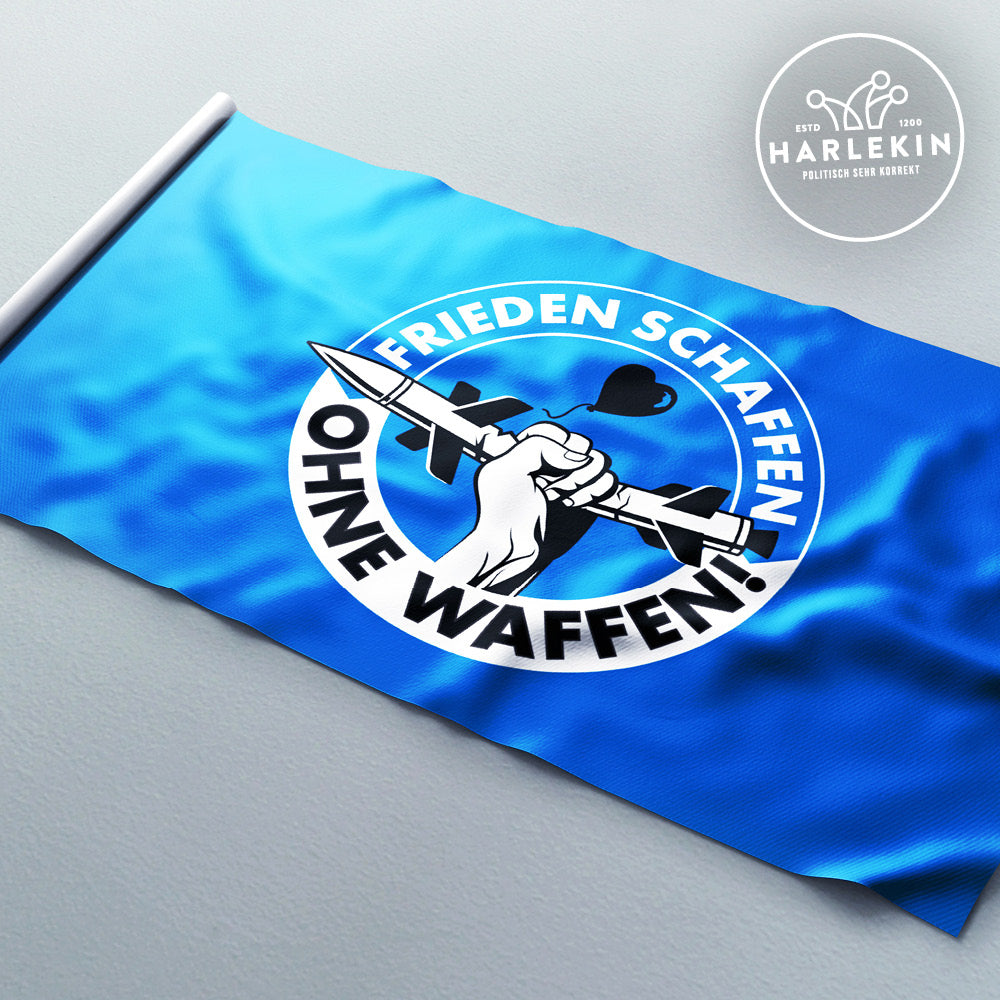 FLAGGE / SCHWENKFAHNE • FRIEDEN SCHAFFEN OHNE WAFFEN! – HARLEKINSHOP