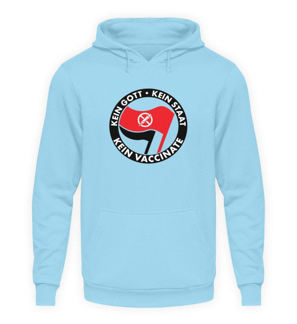 ADBUSTING & GUERILLA HOODIE MÄDELS • KEIN GOTT KEIN STAAT KEIN VACCINATE-HARLEKINSHOP