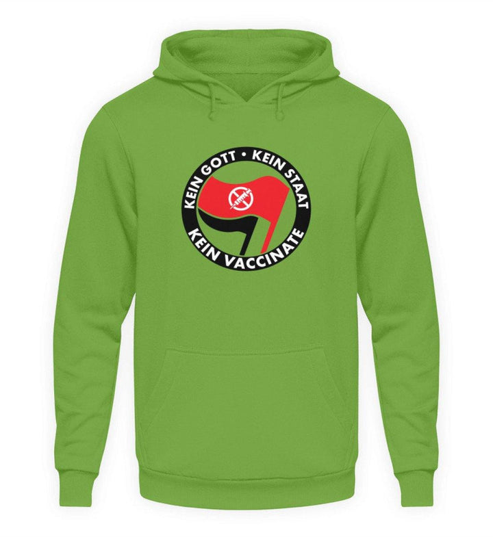 ADBUSTING & GUERILLA HOODIE MÄDELS • KEIN GOTT KEIN STAAT KEIN VACCINATE-HARLEKINSHOP