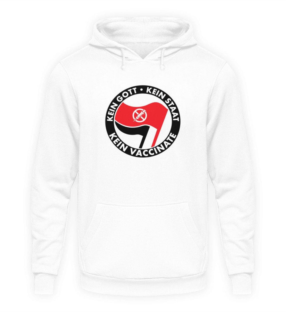 ADBUSTING & GUERILLA HOODIE MÄDELS • KEIN GOTT KEIN STAAT KEIN VACCINATE-HARLEKINSHOP