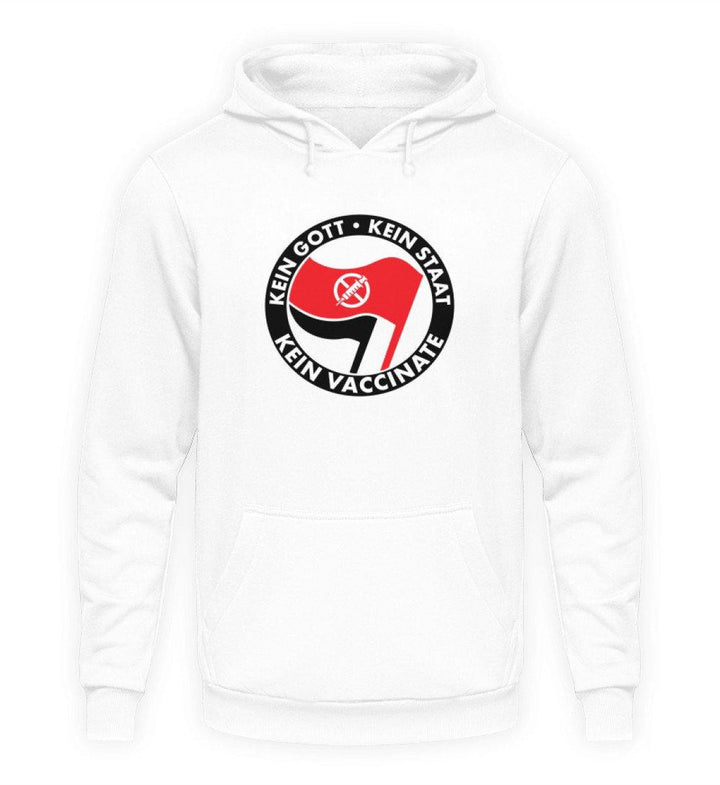 ADBUSTING & GUERILLA HOODIE MÄDELS • KEIN GOTT KEIN STAAT KEIN VACCINATE-HARLEKINSHOP