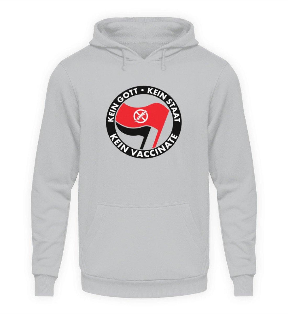 ADBUSTING & GUERILLA HOODIE MÄDELS • KEIN GOTT KEIN STAAT KEIN VACCINATE-HARLEKINSHOP