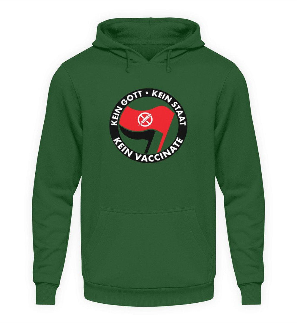 ADBUSTING & GUERILLA HOODIE MÄDELS • KEIN GOTT KEIN STAAT KEIN VACCINATE-HARLEKINSHOP