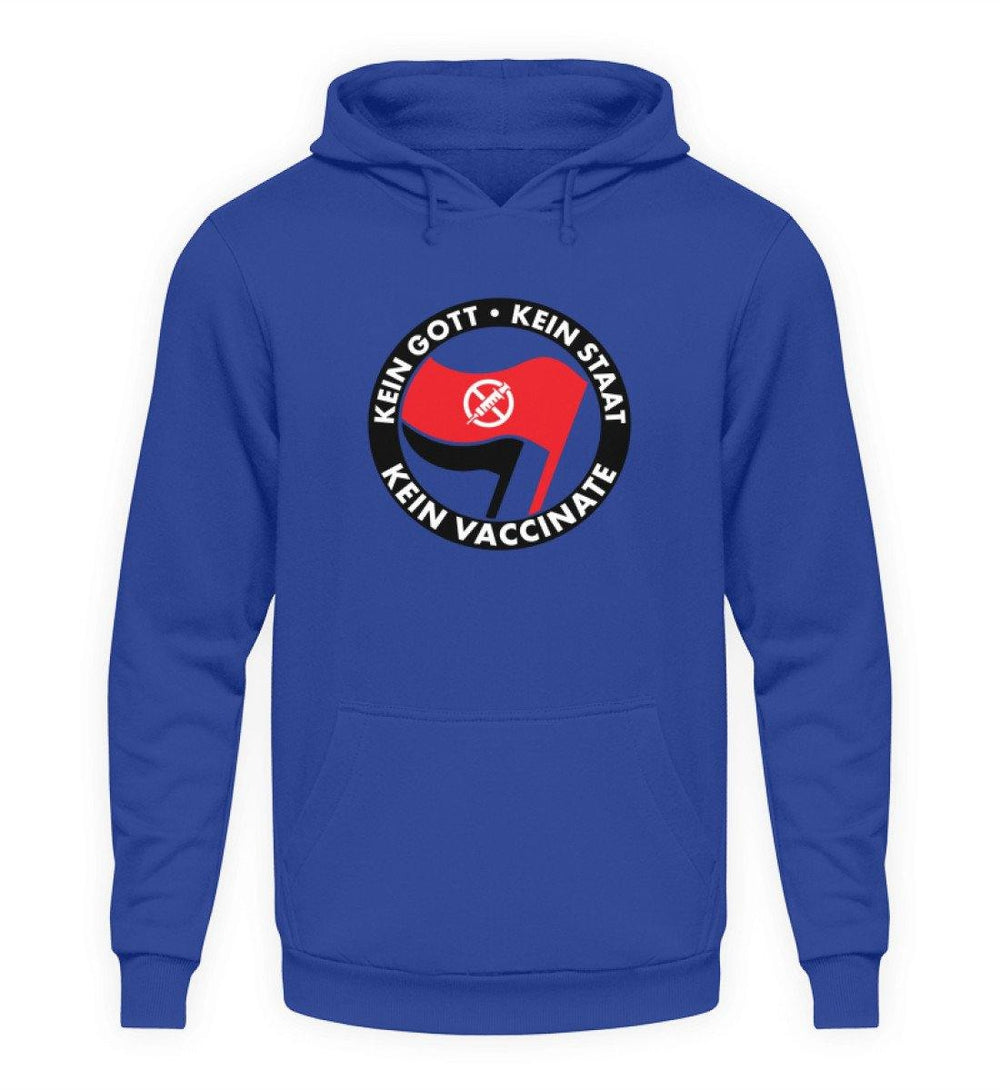ADBUSTING & GUERILLA HOODIE MÄDELS • KEIN GOTT KEIN STAAT KEIN VACCINATE-HARLEKINSHOP