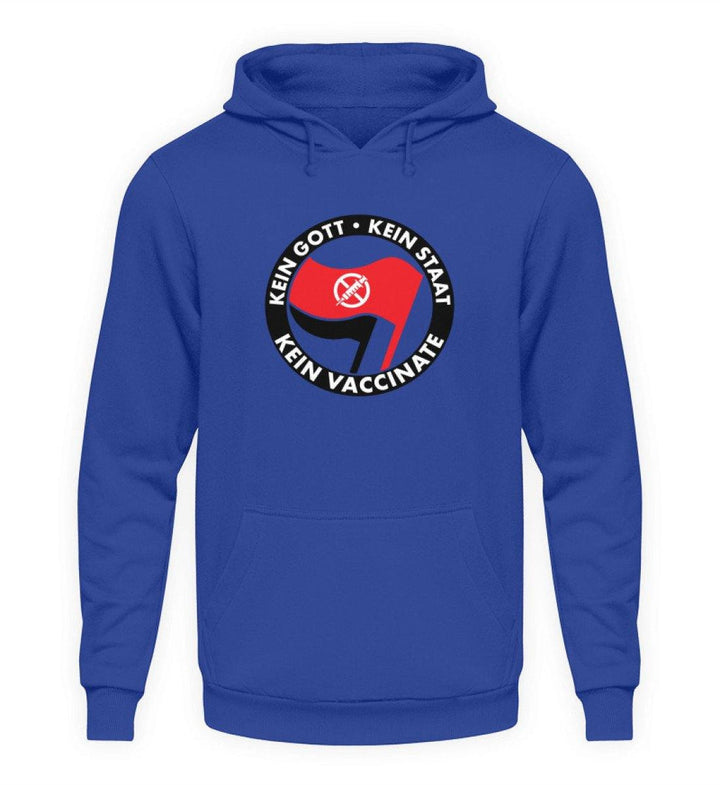 ADBUSTING & GUERILLA HOODIE MÄDELS • KEIN GOTT KEIN STAAT KEIN VACCINATE-HARLEKINSHOP