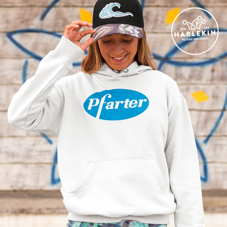 ADBUSTING & GUERILLA ORGANIC HOODIE MÄDELS • PFIZER PFARTER-HARLEKINSHOP