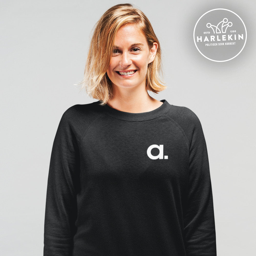 APOLUT ORGANIC SWEATER MÄDELS / EDLER STICK • LOGO A - WEISS-HARLEKINSHOP