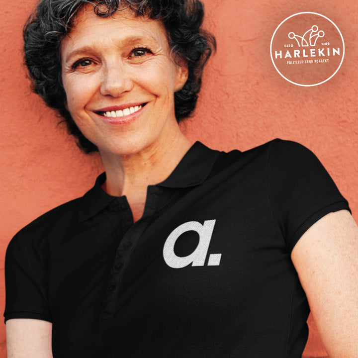 APOLUT POLOSHIRT MÄDELS / EDLER STICK • LOGO A - WEISS-HARLEKINSHOP