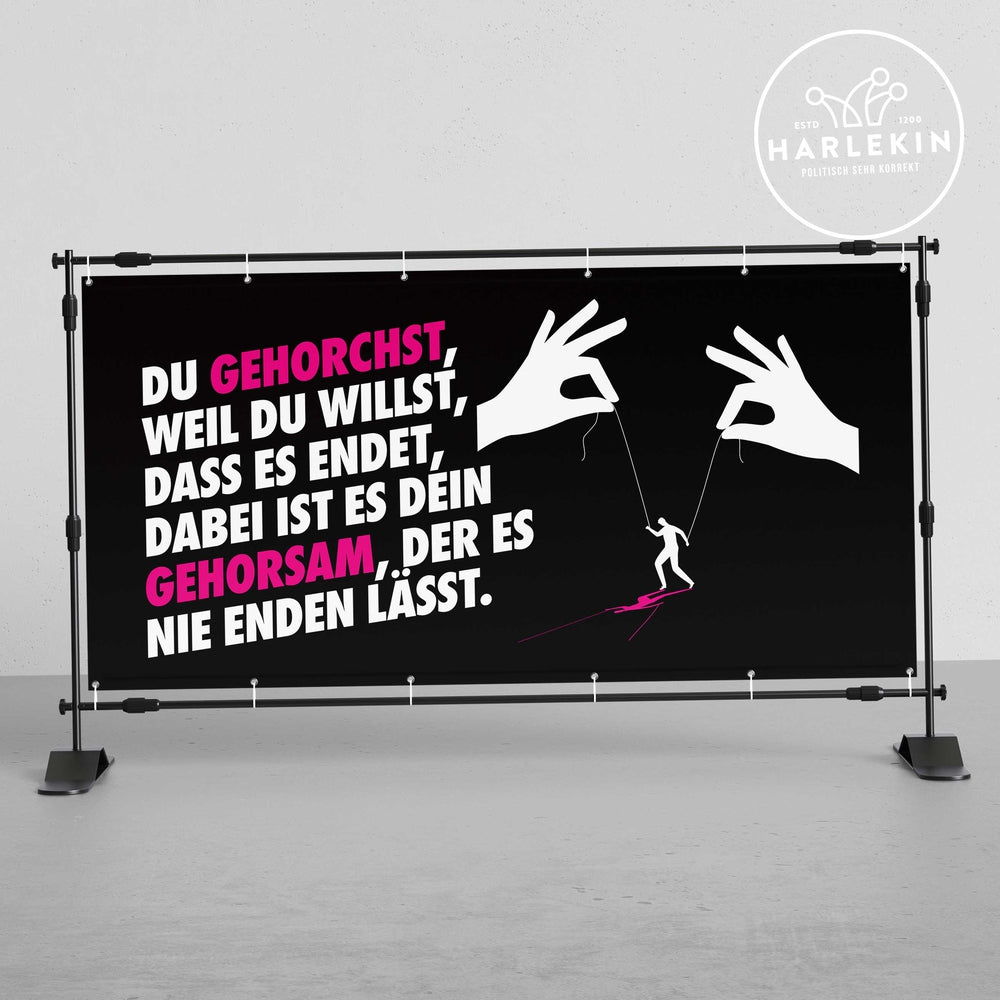 BANNER / PVC-PLANE 2m x 1m • GEHORSAM-HARLEKINSHOP