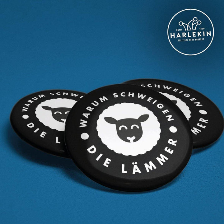 BUTTON • WARUM SCHWEIGEN DIE LÄMMER?! (5 STK.)-HARLEKINSHOP