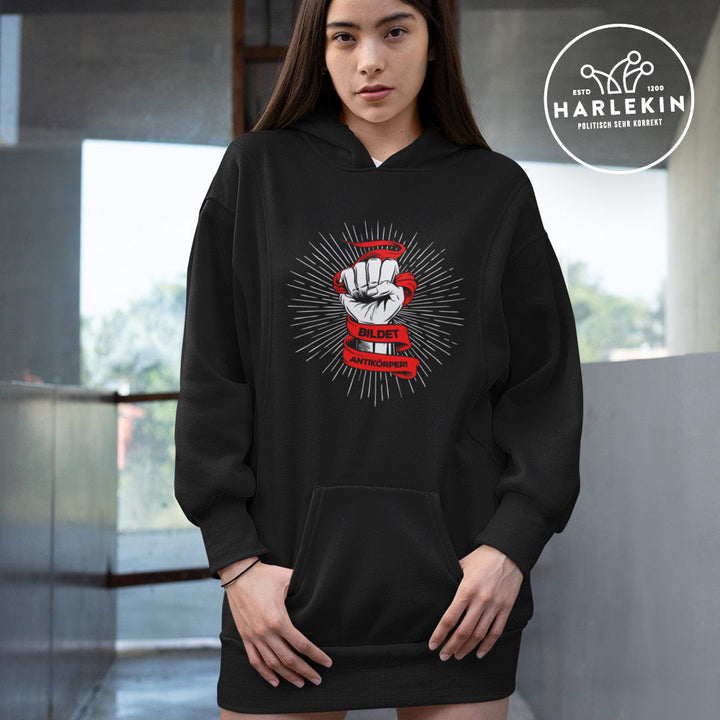 DEMOKR. WIDERSTAND HOODIEKLEID MÄDELS • BILDET ANTIKÖRPER! - DUNKEL-HARLEKINSHOP