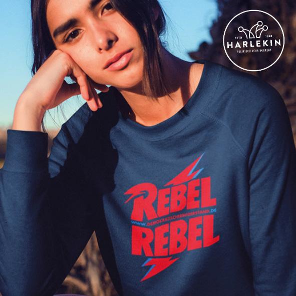 DEMOKR. WIDERSTAND ORGANIC SWEATER MÄDELS • REBEL REBEL - DUNKEL-HARLEKINSHOP