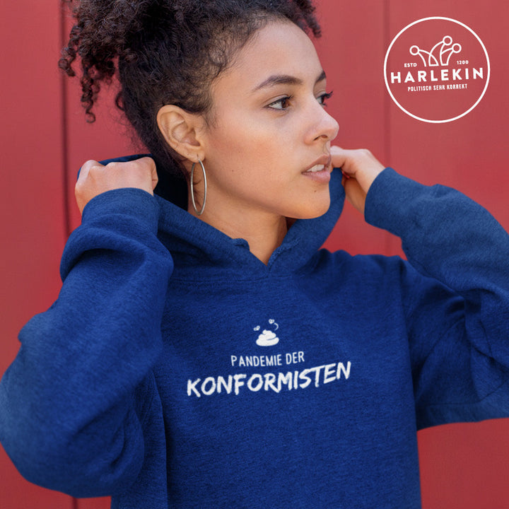 DEZENTE REBELLEN ORGANIC HOODIE MÄDELS • PANDEMIE DER KONFORMISTEN-HARLEKINSHOP
