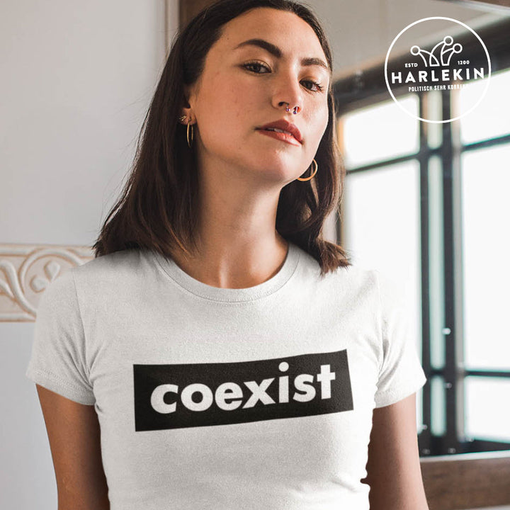 DEZENTE REBELLEN ORGANIC SHIRT MÄDELS • COEXIST - HELL-HARLEKINSHOP
