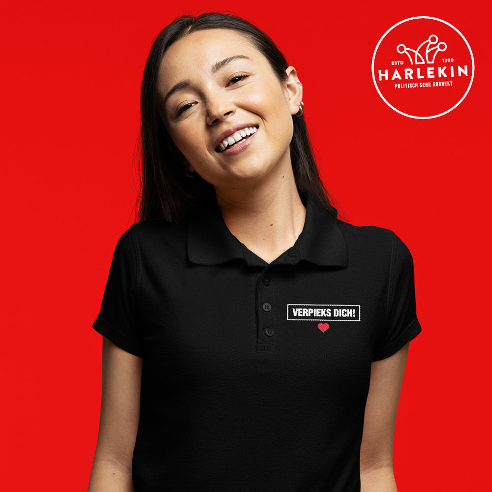 DEZENTE REBELLEN POLOSHIRT MÄDELS / EDLER STICK • VERPIEKS DICH-HARLEKINSHOP
