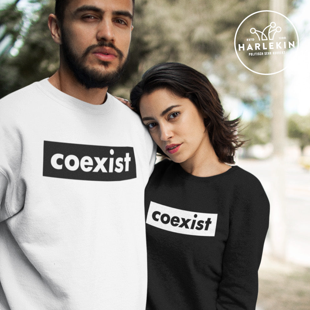 DEZENTE REBELLEN SWEATER MÄDELS • COEXIST - DUNKEL-HARLEKINSHOP