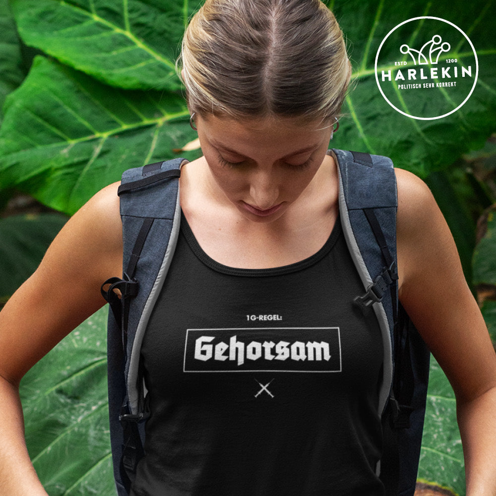 DEZENTE REBELLEN TANK TOP MÄDELS • 1G-REGEL: GEHORSAM!-HARLEKINSHOP