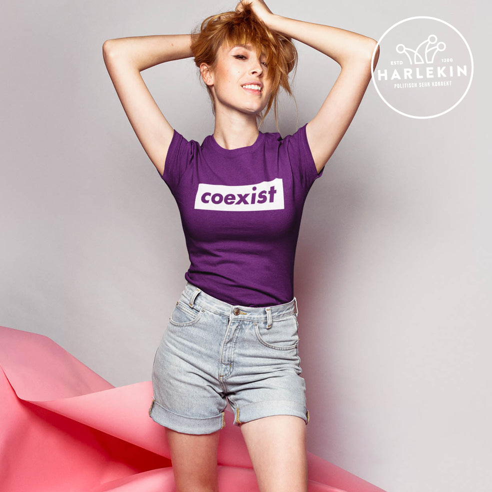 DEZENTE REBRELLEN ORGANIC SHIRT MÄDELS • COEXIST - DUNKEL-HARLEKINSHOP