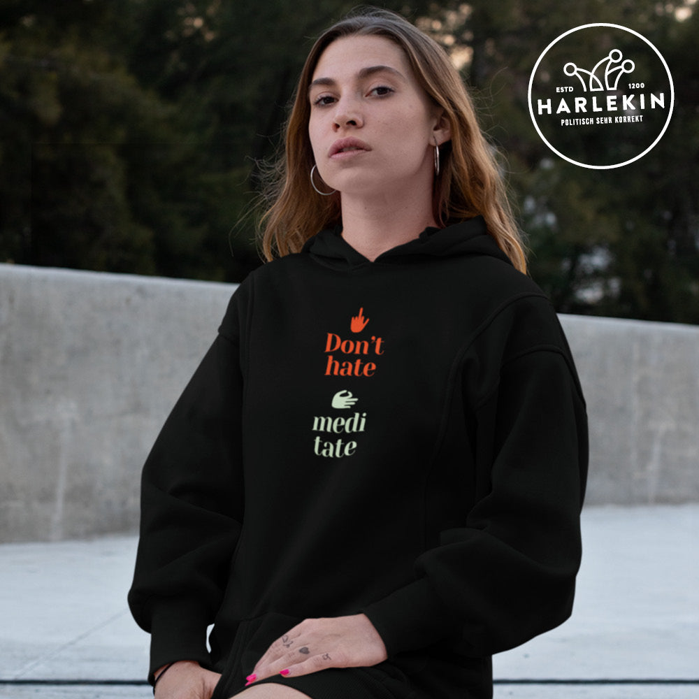DIE MÖHRE: GRÜNZEUG HOODIEKLEID MÄDELS • DON'T HATE MEDITATE-HARLEKINSHOP