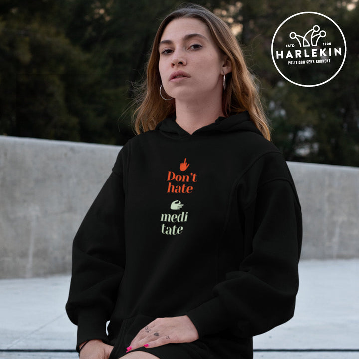 DIE MÖHRE: GRÜNZEUG HOODIEKLEID MÄDELS • DON'T HATE MEDITATE-HARLEKINSHOP