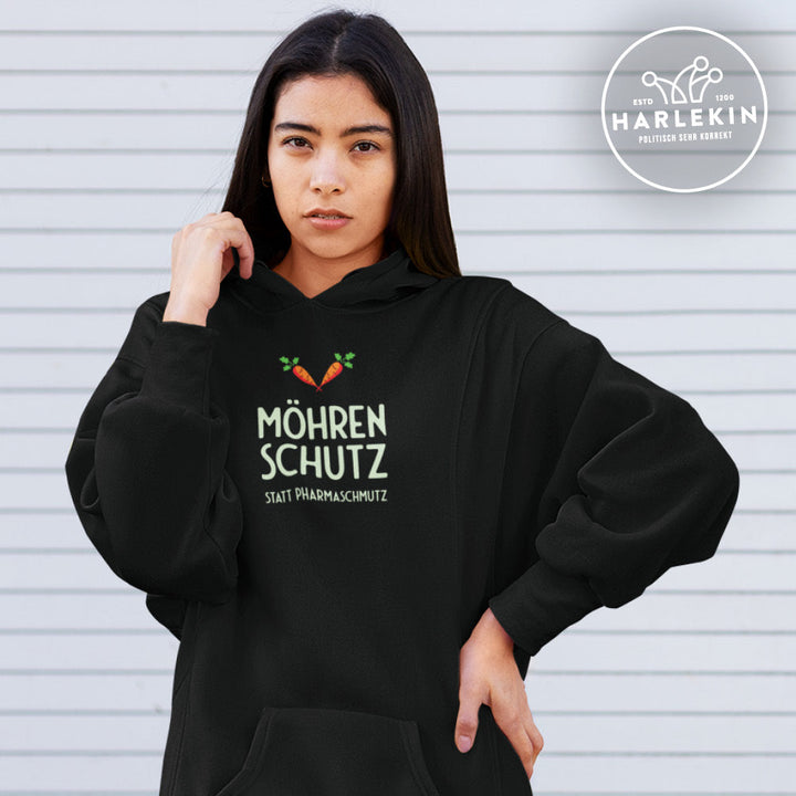 DIE MÖHRE: GRÜNZEUG HOODIEKLEID MÄDELS • MÖHRENSCHUTZ STATT PHARMASCHMUTZ - DUNKEL-HARLEKINSHOP