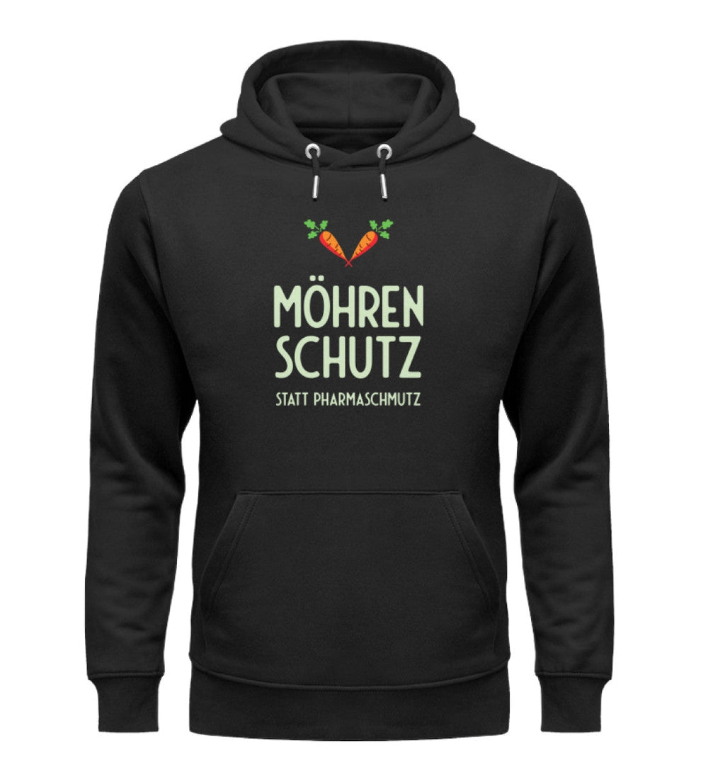 DIE MÖHRE: GRÜNZEUG ORGANIC HOODIE MÄDELS • MÖHRENSCHUTZ STATT PHARMASCHMUTZ - DUNKEL-HARLEKINSHOP