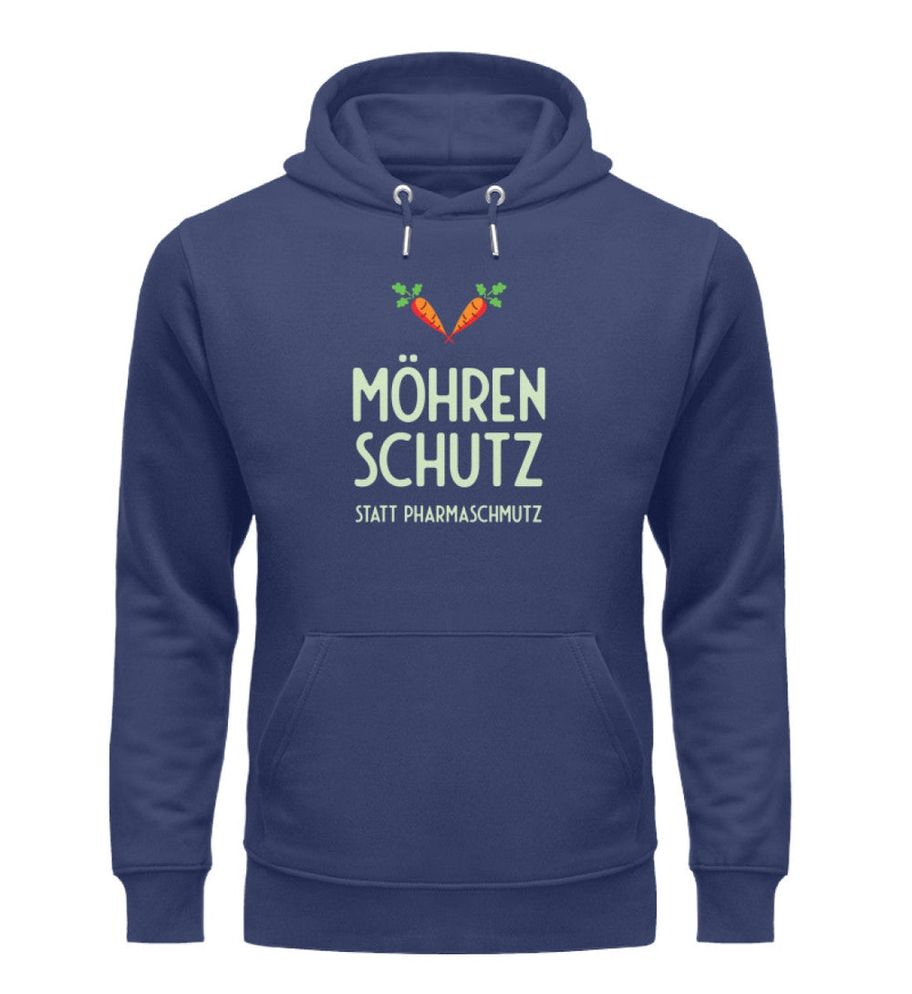DIE MÖHRE: GRÜNZEUG ORGANIC HOODIE MÄDELS • MÖHRENSCHUTZ STATT PHARMASCHMUTZ - DUNKEL-HARLEKINSHOP