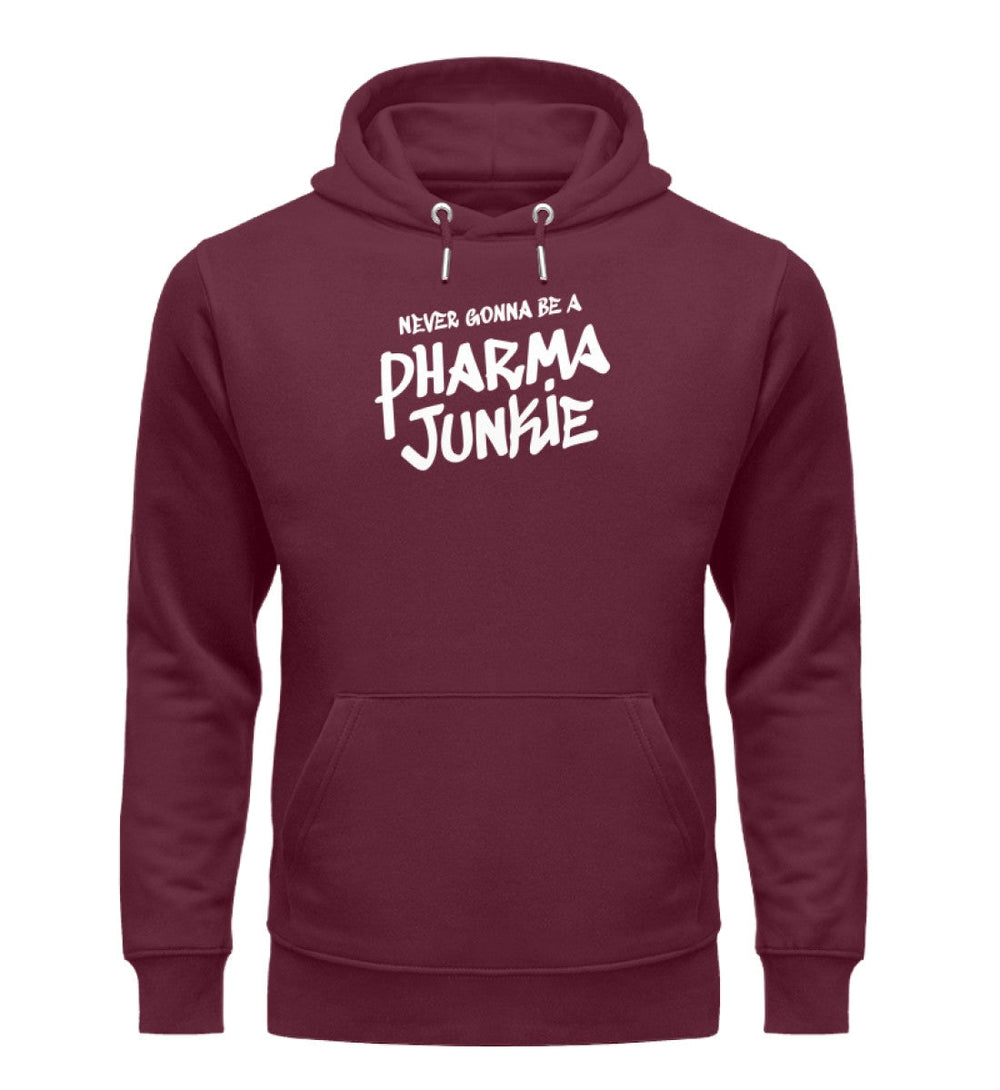DIE MÖHRE: GRÜNZEUG ORGANIC HOODIE MÄDELS • NEVER GONNA BE A PHARMA JUNKIE - DUNKEL-HARLEKINSHOP