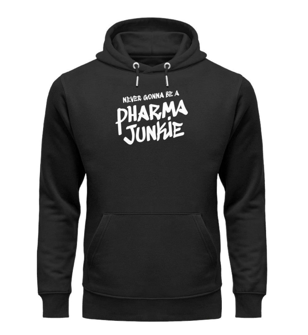 DIE MÖHRE: GRÜNZEUG ORGANIC HOODIE MÄDELS • NEVER GONNA BE A PHARMA JUNKIE - DUNKEL-HARLEKINSHOP