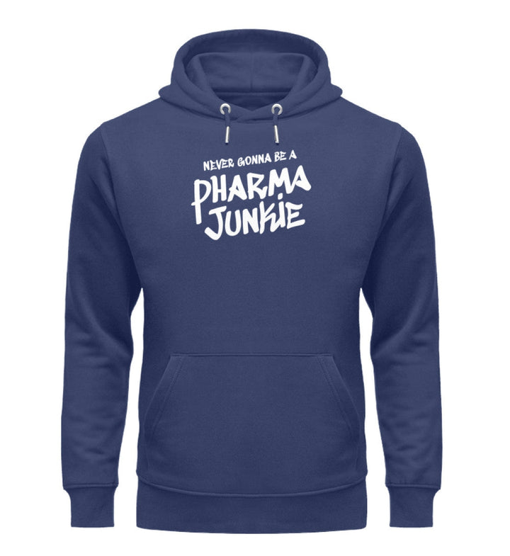 DIE MÖHRE: GRÜNZEUG ORGANIC HOODIE MÄDELS • NEVER GONNA BE A PHARMA JUNKIE - DUNKEL-HARLEKINSHOP