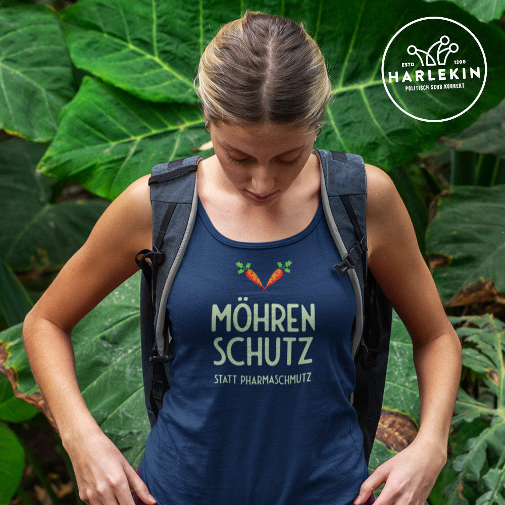 DIE MÖHRE: GRÜNZEUG ORGANIC TANK TOP MÄDELS • MÖHRENSCHUTZ STATT PHARMASCHMUTZ - DUNKEL-HARLEKINSHOP