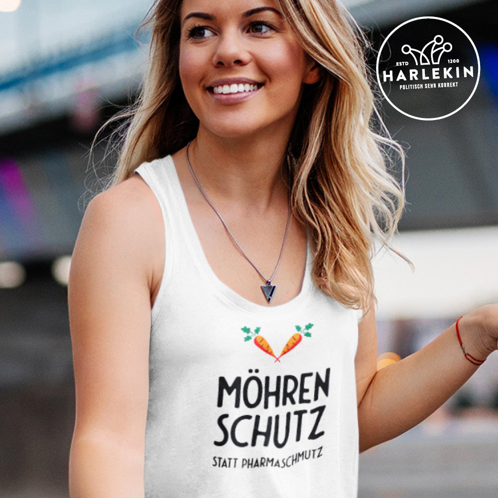 DIE MÖHRE: GRÜNZEUG ORGANIC TANK TOP MÄDELS • MÖHRENSCHUTZ STATT PHARMASCHUTZ - HELL-HARLEKINSHOP
