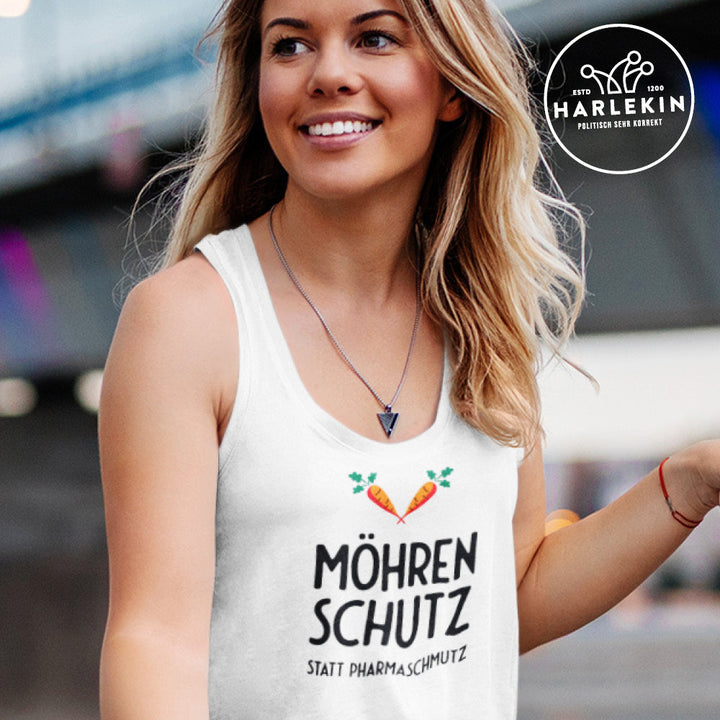 DIE MÖHRE: GRÜNZEUG ORGANIC TANK TOP MÄDELS • MÖHRENSCHUTZ STATT PHARMASCHUTZ - HELL-HARLEKINSHOP